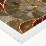 Art deco poster featuring a close-up of natural elements in muted earth tones on rolled canvas.