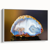 Vintage poster art featuring a close-up of natural elements in vibrant colors on a large white framed canvas.