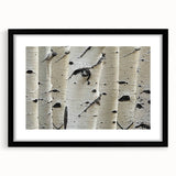 Abstract art print featuring a close-up of trees in vibrant colors on a textured, extra large canvas.