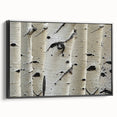Black and white framed canvas featuring close-up of tree branches, ideal for bedroom wall art.