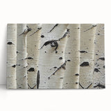 Black and white close-up of tree bark on a large stretched canvas, suitable for kitchen or bedroom decor.