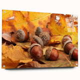 Close-up of tree bark, printed on acrylic glass with visible mounting pins, in earthy brown and green tones.