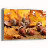 Framed canvas featuring a close-up view of trees in a landscape painting with a vintage poster style.