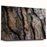 Acrylic print of abstract tree design in muted green and brown tones, ideal for bedroom or dining room decor.