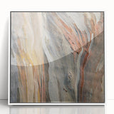 Art deco poster of close-up trees in monochrome, framed acrylic, ideal for modern nursery wall art.