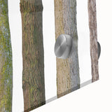 Large abstract wall art on acrylic glass featuring close-up tree designs in mid-century modernist style.