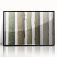 Large abstract wall art featuring a close-up of tree bark in muted brown and gray tones on a framed acrylic panel.