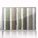 Acrylic print of close-up tree design in muted green and brown, ideal for modern nursery wall decor.