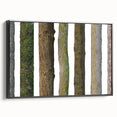 Black and white wall art featuring a close-up view of tree textures on framed canvas, suitable for bedroom decor.