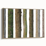 Framed canvas featuring a close-up view of tree branches in black and gold, ideal for bedroom wall art.