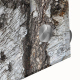 Mid-century modernist large abstract art print of trees in muted earth tones on acrylic glass, ideal for dining room decor.