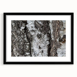 Extra large abstract art print of colorful, textured trees, presented in a black frame with mat, ideal for living room decor.
