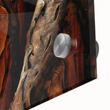 Mid-century modernist large abstract art print on acrylic glass featuring close-up of tree bark in earthy tones.