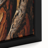 Close-up of a black tree silhouette on a vibrant, textured background, framed canvas ideal for living room decor.