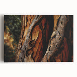 Black and white close-up photo of tree bark on stretched canvas, suitable for kitchen wall art.