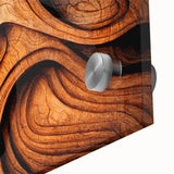 Large abstract wall art featuring close-up of trees in muted green and brown tones on acrylic glass.