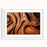 Abstract art print of close-up tree branches in black and white, framed with a white mat, suitable for dining room decor.
