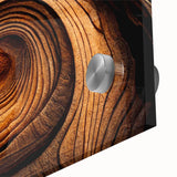 Large abstract wall art depicting close-up tree bark in muted earth tones on acrylic glass.