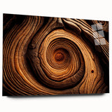 Large abstract wall art featuring close-up tree designs in muted green and brown tones on acrylic glass.