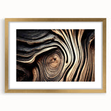 Extra large wall art featuring a close-up abstract design of trees in gold frame, textured with muted earth tones.