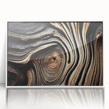 Acrylic print of close-up tree design in muted green and brown, framed in white, suitable for modern nursery wall art.