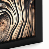 Close-up of a textured tree design on black framed canvas with colorful accents, ideal for living room decor.