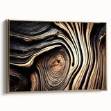 Framed canvas depicting a close-up of tree bark in black and white, ideal for bedroom wall art.