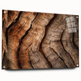 Close-up of tree bark in earthy brown tones on acrylic glass, suitable for bedroom or dining room decor.