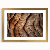 Extra large abstract art print featuring textured trees in earth tones, framed in gold, ideal for living room decor.