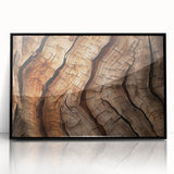 Large abstract wall art featuring close-up tree designs in black and white, framed in acrylic.