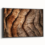 Black and white framed canvas featuring a close-up of tree textures, ideal for bedroom wall decor.
