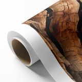 Art Deco style poster of serene tree close-ups in muted green and brown, rolled canvas, ideal for nursery wall decor.