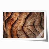 Close-up of tree bark in muted brown and green tones on a rolled canvas.