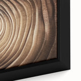 Close-up of textured tree bark in black, framed canvas, suitable for large living room walls.