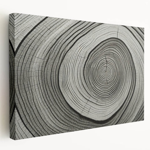 Close-up of tree bark on a stretched canvas, featuring intricate textures and natural brown tones.