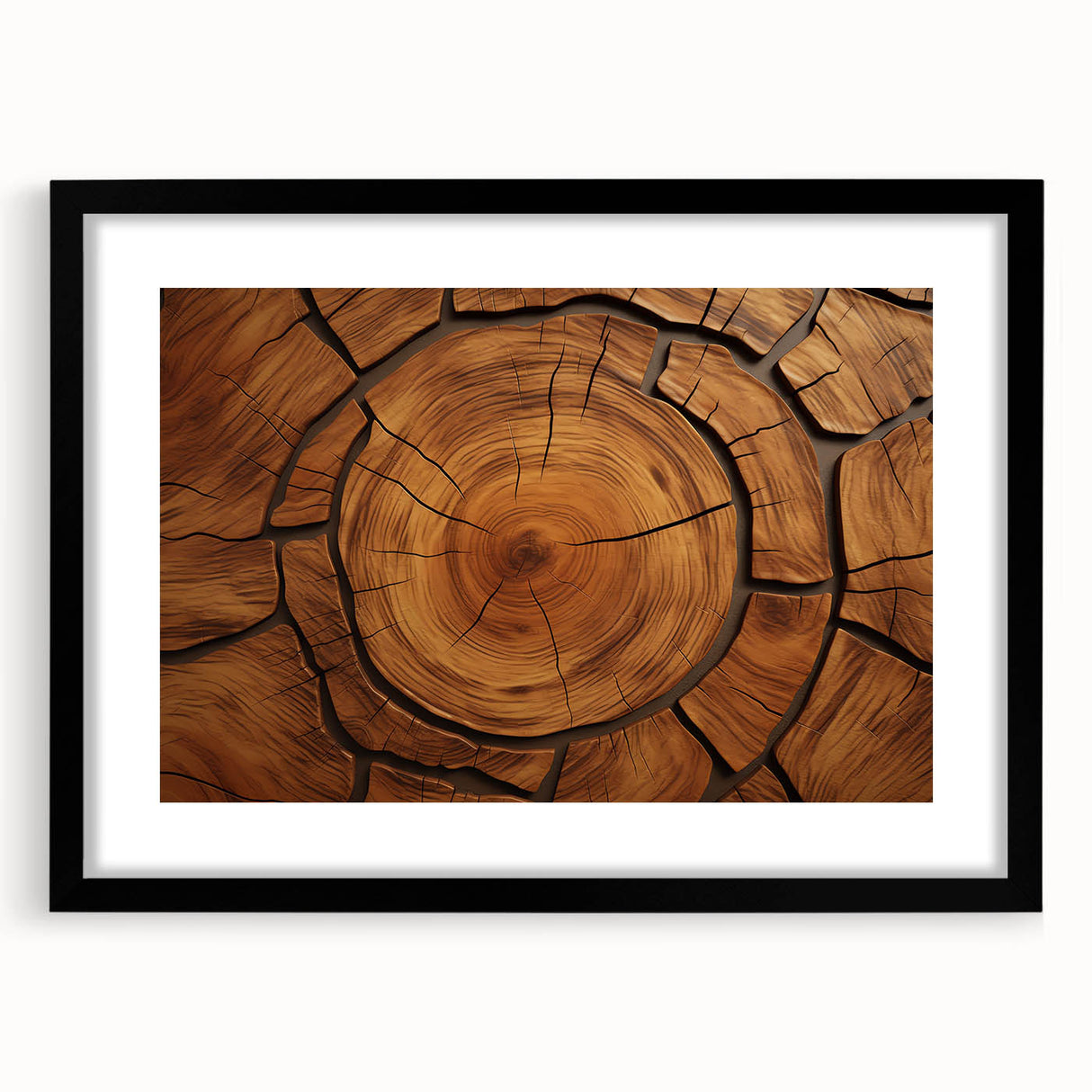 Extra large abstract art print of colorful, textured trees on a black framed canvas, ideal for living room decor.