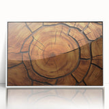 Acrylic print of close-up trees in muted green and white, framed in white, suitable for nursery wall art.