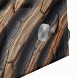 Close-up of a tree in acrylic glass featuring mid-century modernist style with muted earth tones, ideal for dining room art.