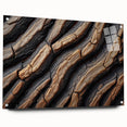 Close-up of tree bark in muted earth tones on acrylic glass, ideal for bedroom or dining room decor.