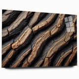 Large abstract wall art of close-up tree designs in muted green and brown, acrylic print.
