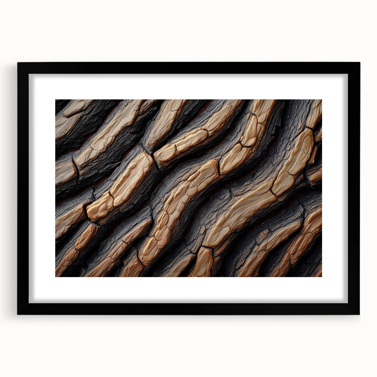 Extra large abstract art print featuring textured trees in vibrant colors on a black framed canvas.