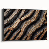 Black and white framed canvas featuring a close-up of tree branches, ideal for bedroom wall decor.