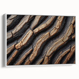 Vintage poster art of a dense forest in muted green and brown tones on a framed canvas, ideal for living room decor.