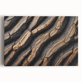 Black and white close-up photo of tree bark texture on a stretched canvas, ideal for kitchen wall art.