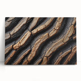Black and white close-up of tree bark on stretched canvas, ideal for kitchen wall art or bedroom ambiance.