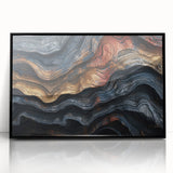 Large abstract wall art featuring close-up tree designs in black and white, framed in acrylic.