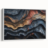 Vintage poster art of a close-up tree design in vibrant colors on a framed canvas, ideal for living room decor.