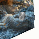 Close-up of tree bark in large abstract wall art on acrylic glass, featuring textured gray tones, ideal for dining room art.