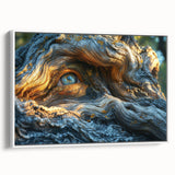 Vintage poster art of colorful trees on extra large framed canvas, ideal for living room decor.