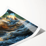 Extra large wall art featuring line art flowers in black on white background, rolled print format.